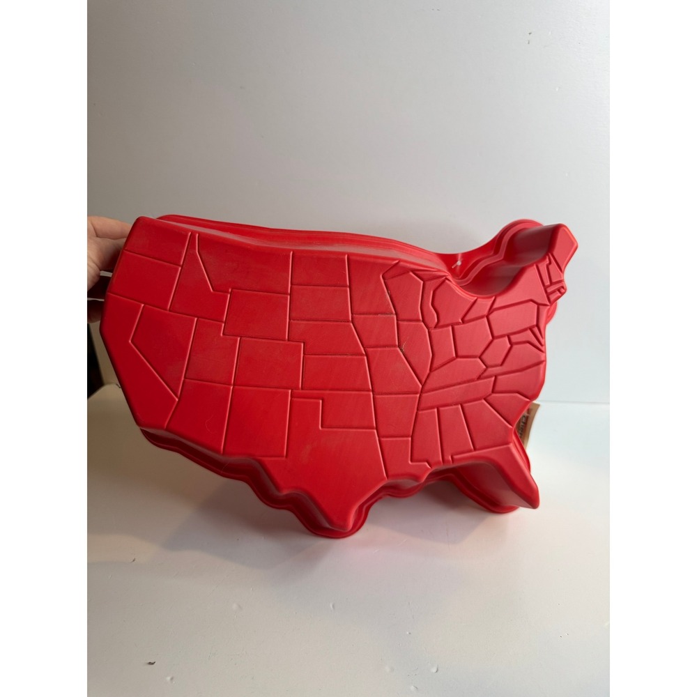 Vintage JELL O USA Map Mold 1997 Red Plastic United States Jello Mold NOS